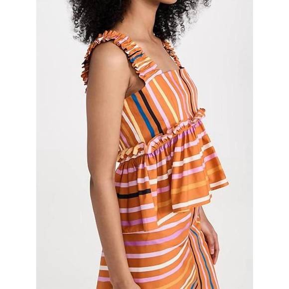 NEW BROGGER printed dawn top in multi stripe - Picture 4 of 4